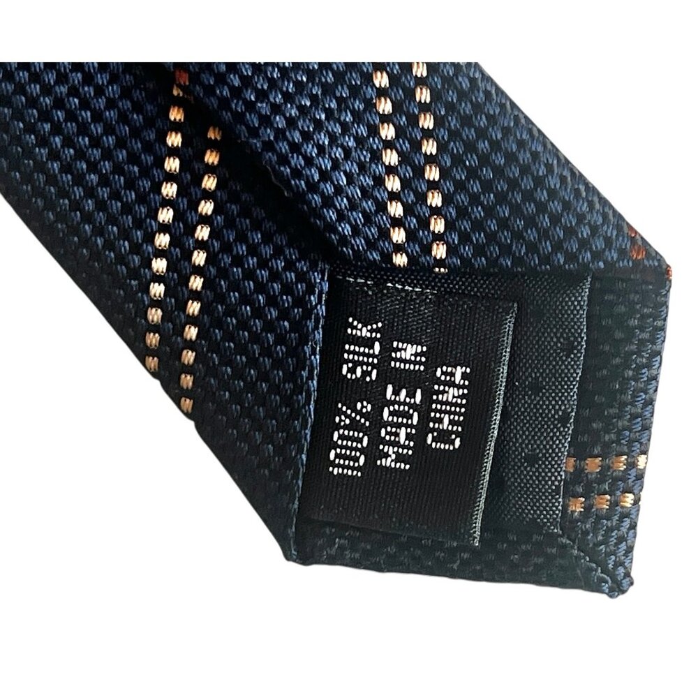 VOX Pure Silk Tie 59" Navy Blue With Yellow & Red Stripes Traditional Work - Picture 3 of 7